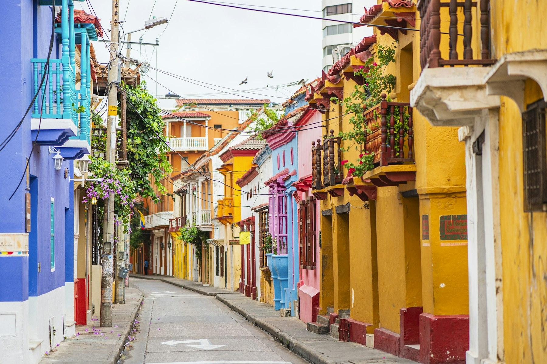 Colorful colonial street in Cartagena